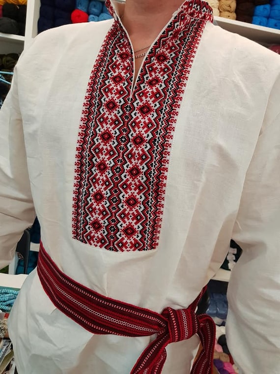 camisas de hombre bordadas a mano