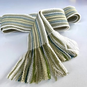 NEW! White green woven belt Hand crafted waistband 2&quot; wide unisex ethnic sash Slavic boho gift Christmas gift