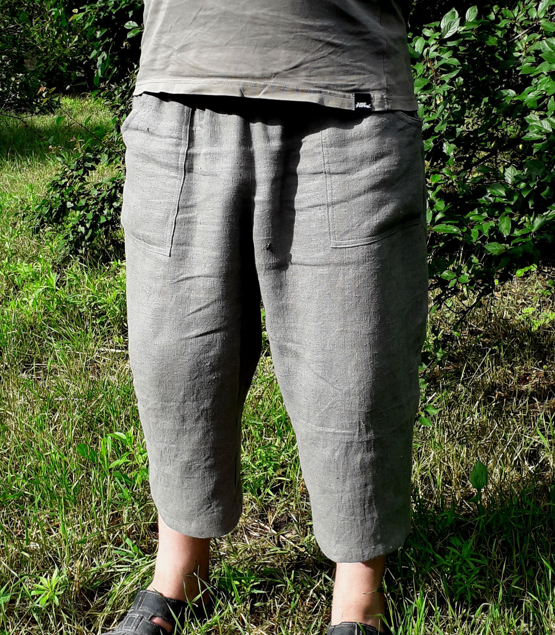 Gray Linen Pants Men Organic Bermuda 