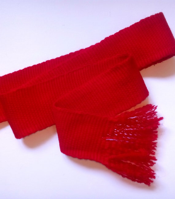 Ukrainian Solid Red Sash Belt With Fringe Cossack Hand Crafted Etsy