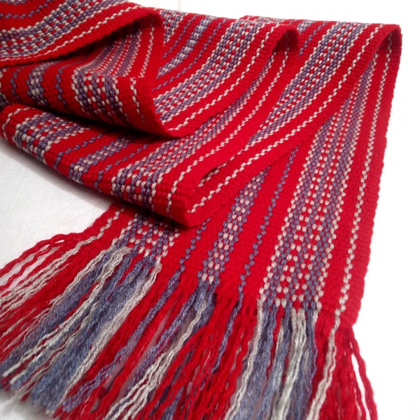 Extra wide red sash Cossack woven belt 4" Ukrainian hand crafted waistband Ethnic cummerbund for folk shirt Unisex Christmas gift