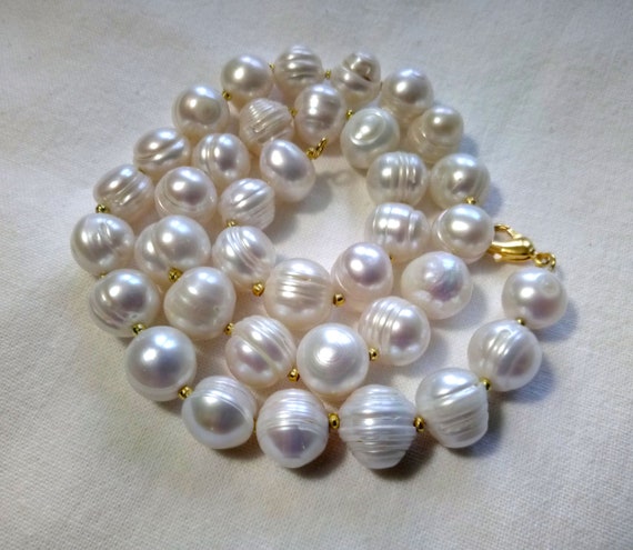 Pearl Necklace, Sweetwater Pearls, Real Pearls, Freshwater Cultured Pearls Chain 40 cm 16 Inches Spring Wedding Gift Easter Gift