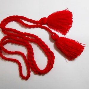 Red braided rope belt Ethnic twisted belt with tassels Boho cord girdle Hippie tasseled sash Ukrainian wedding Christmas gift