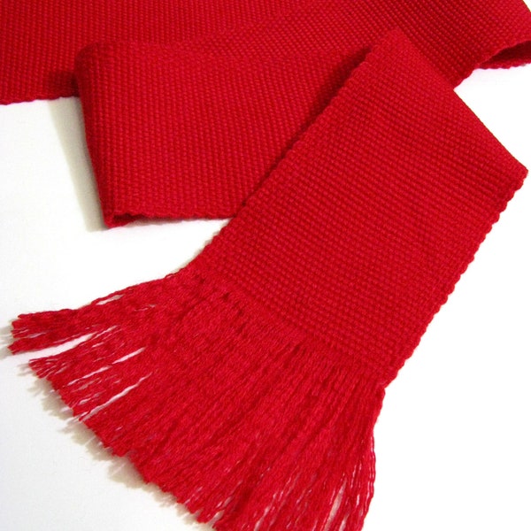 Roter handgefertigter Kosakengürtel, ukrainisch gewebte Schärpe, slawischer fester roter Bund für gesticktes Hemd, buntes ethnisches Weihnachtsgeschenk