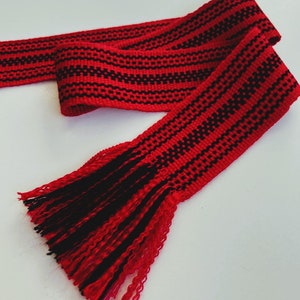 Red & black hand woven belt Ukrainian authentic sash Traditional cossac belt Striped unisex accessory Christmas gift