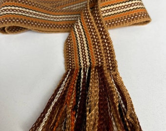 NEW! Beige 2" hand woven sash Ukrainian Cossack belt Striped girdle belt Unisex waistband Ethnic Christmas gift