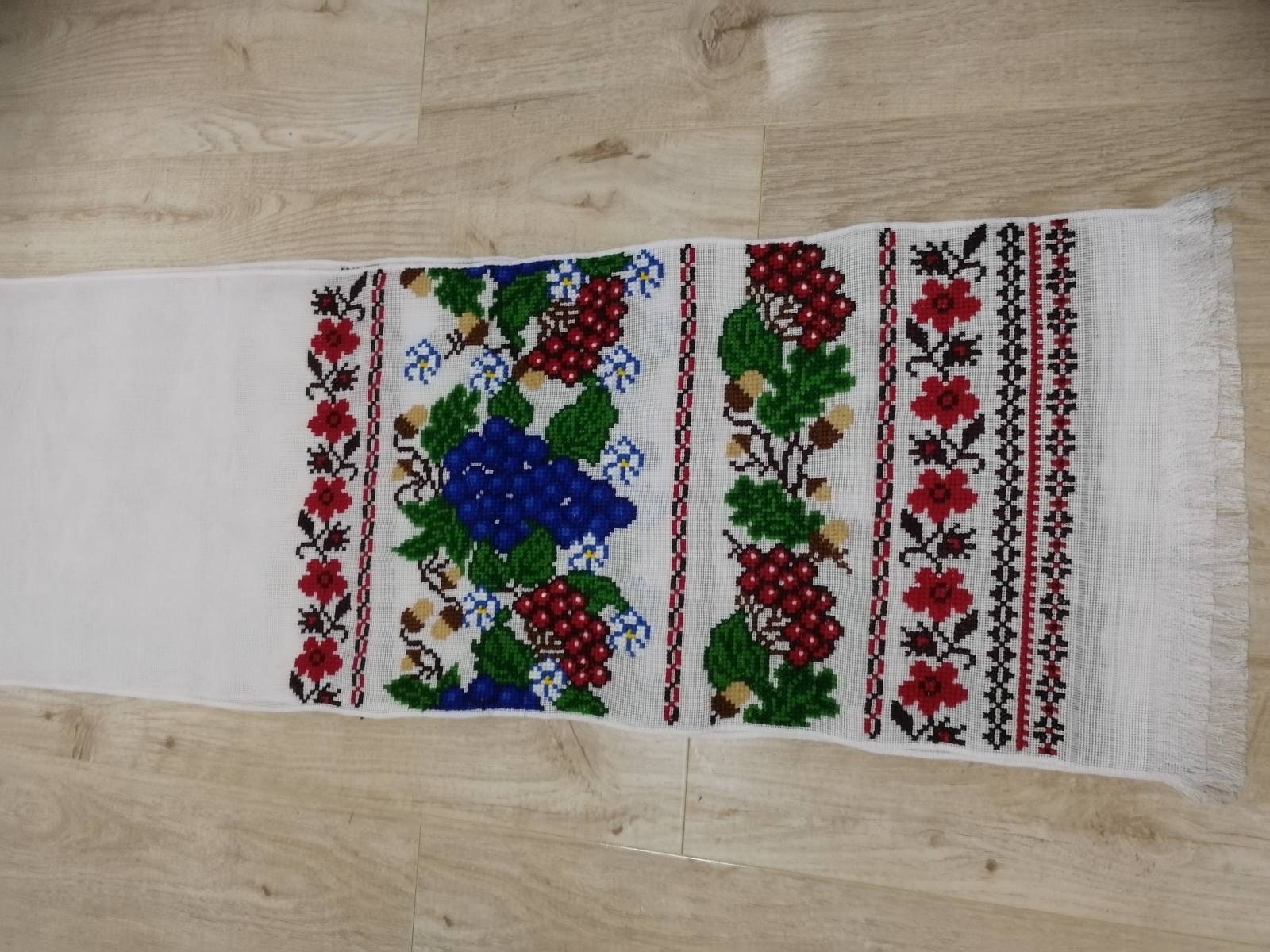 Traditional Ukrainian Towel Ornament With Ethnic Crossstitch