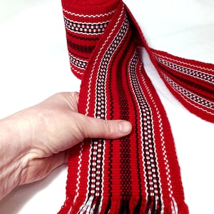 Cinturón tejido cosaco extra ancho de 10 cm, cinturilla roja ucraniana hecha a mano para camisa bordada, regalo étnico unisex para Navidad.