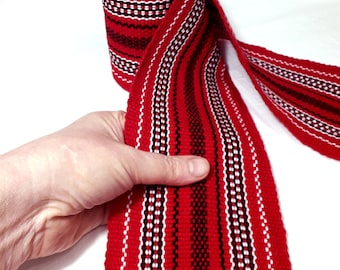 Extra wide Cossack woven sash belt 4" Ukrainian hand crafted red waistband for embroidered shirt Ethnic Unisex Christmas gift