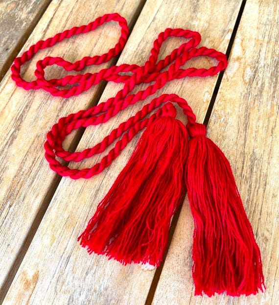 Red Braided Rope Belt Ethnic Twisted Belt With Tassels Boho  display picture 3