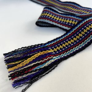 NEW! Black & rainbow woven belt Hand crafted waistband 2&quot; wide unisex ethnic sash Slavic boho gift Christmas gift