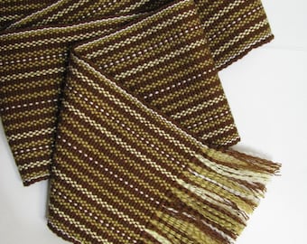 Extra wide Cossack woven sash belt, 4" Beige & brown Ukrainian hand crafted waistband, Ethnic Unisex Christmas gift