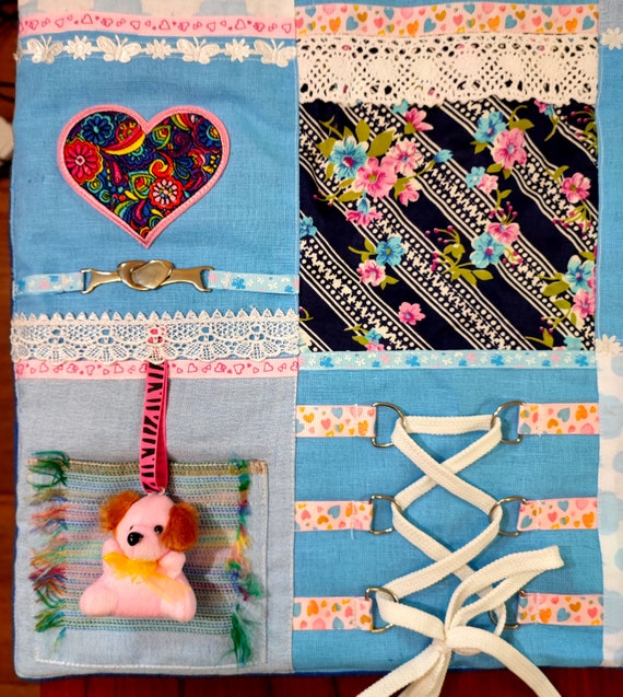 Alzheimer s Blue Fidget Quilt Dog Theme Dementia Busy Blanket Wheelchair Accessory Stroke Rehab Autism Sensory Mat Easter Gift for Granny Etsy Canada