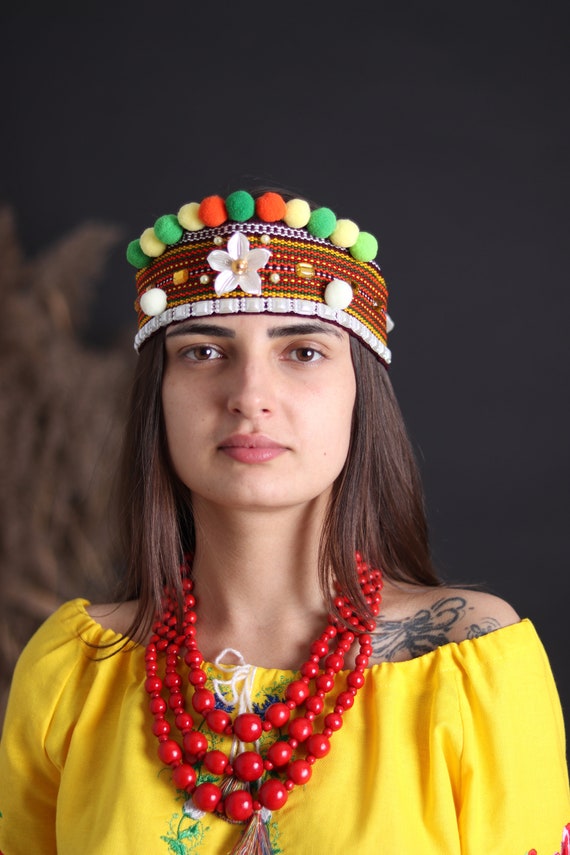 Ukrainian Headband for Women Colorful Ethnic Head Crown With