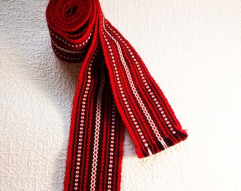 Ukrainian hand woven sash belt Red ethnic girdle for embroidered shirt Vibrant cossack waistband Colorful slavic gift Christmas gift