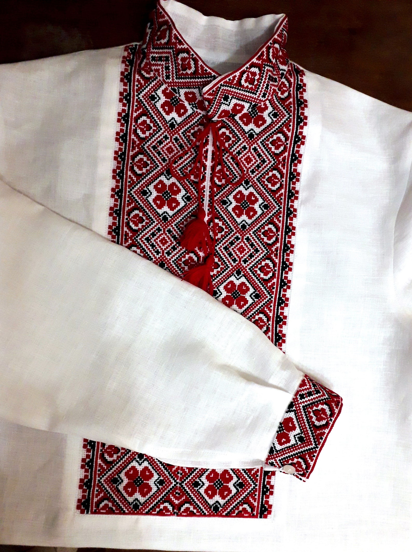 Ukrainian Custom Embroidered Shirt for Men White Linen Wedding - Etsy ...