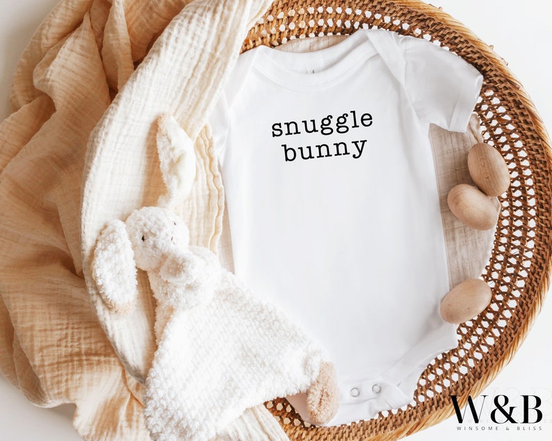 Snuggle Bunny Easter Baby Onesie Personalized Baby Bodysuit Gift First Easter Outfit