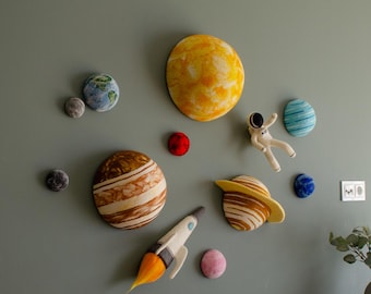 Large Solar System Hanging Decor • Planets, Astronaut, Rocket – Space Nursery Wall & Ceiling