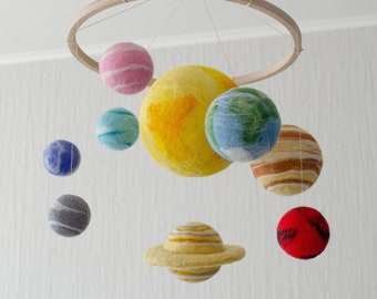 Planets mobile as a space decor for space themed nursery