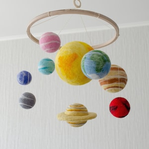 Planets mobile as a space decor for space themed nursery