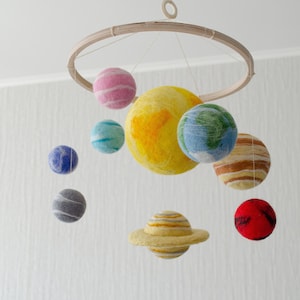 Felt Space Baby Mobile: Hanging Solar System Decor for Nursery