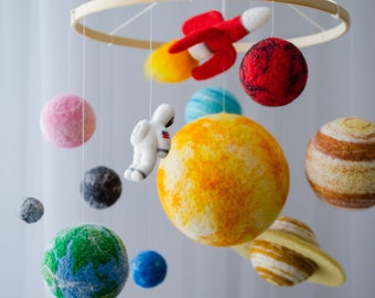 Planets mobile as a space decor for space themed nursery