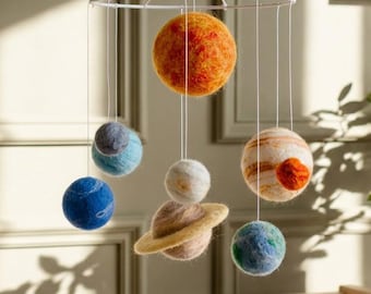 Felt Mini Solar System Mobile: Planet Decor for Space Themed Nursery