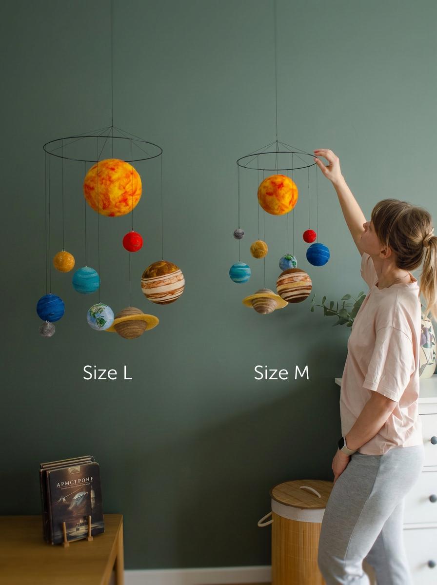 Felted Solar System Model for Adults, Hanging Planets Mobile, Outer ...
