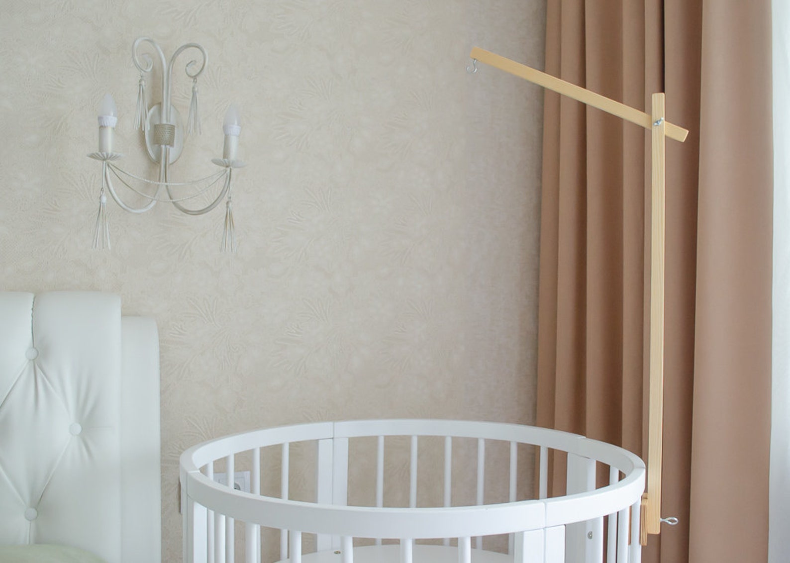 Coriver Baby Mobiele Houder - Houten Wiegarm - Verstelbaar - Voor Bed & Wieg