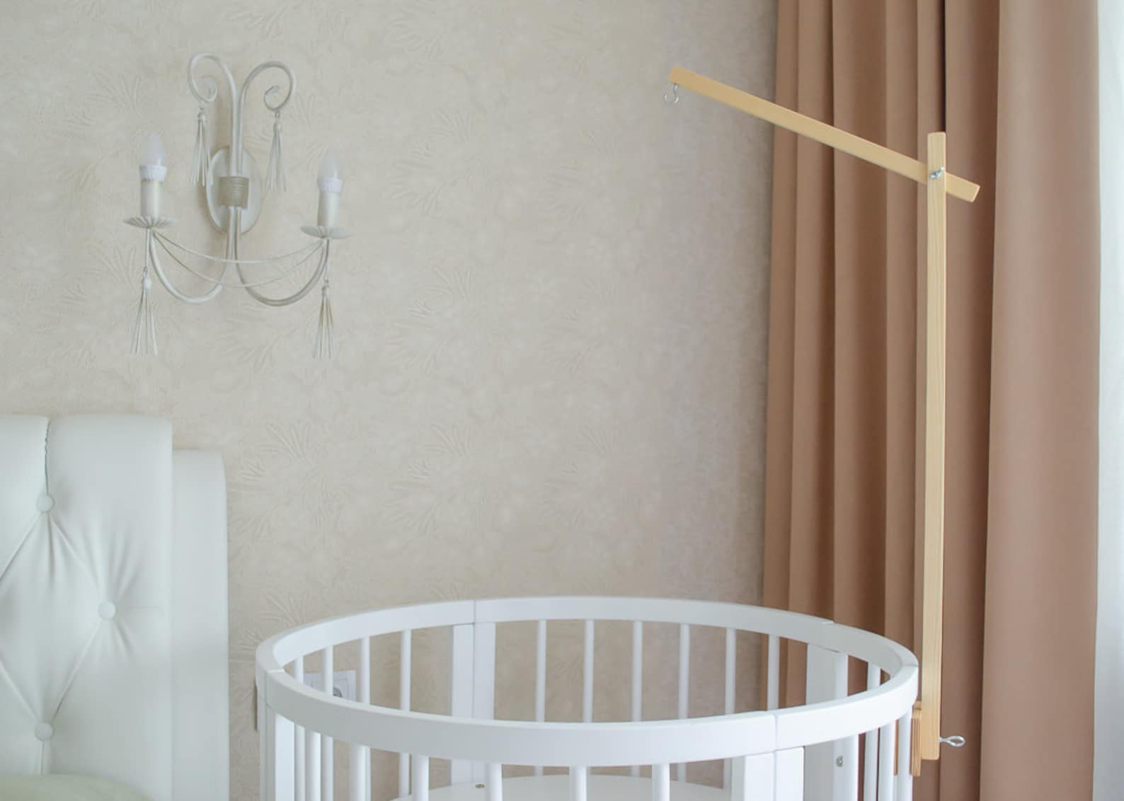 Coriver Baby Mobiele Houder - Houten Wiegarm - Verstelbaar - Voor Bed & Wieg