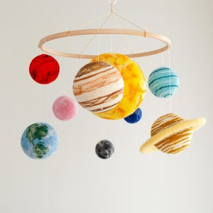 Planets Mobile for Nursery • Handmade Felt Planets • Space Decor
