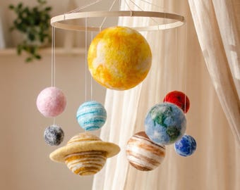 手描きの太陽系模型の吊り下げ、太陽モビール、太陽と惑星の模型、惑星
