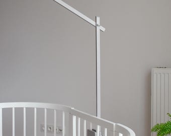 Gray Wooden Baby Mobile Arm: Crib Attachment