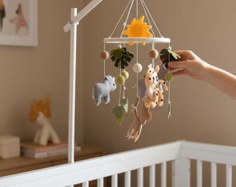 Gray Wood Baby Mobile Holder: Crib Attachment, Nursery Decor
