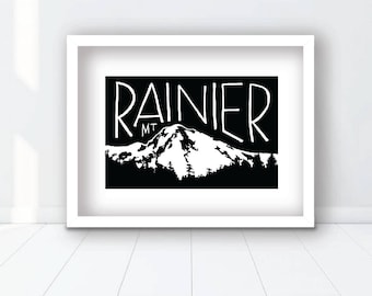 Impresión minimalista del Monte Rainier