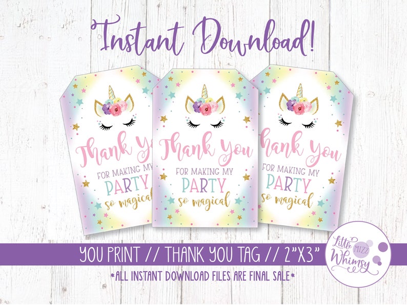 Unicorn Favor Tag, Unicorn Party Favors, Unicorn Party, Unicorn ...