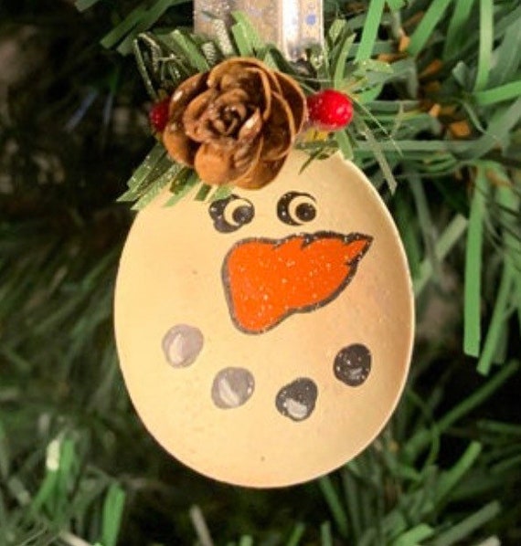 Holiday Snowman Measuring spoon teaspoon ornament hand-painted