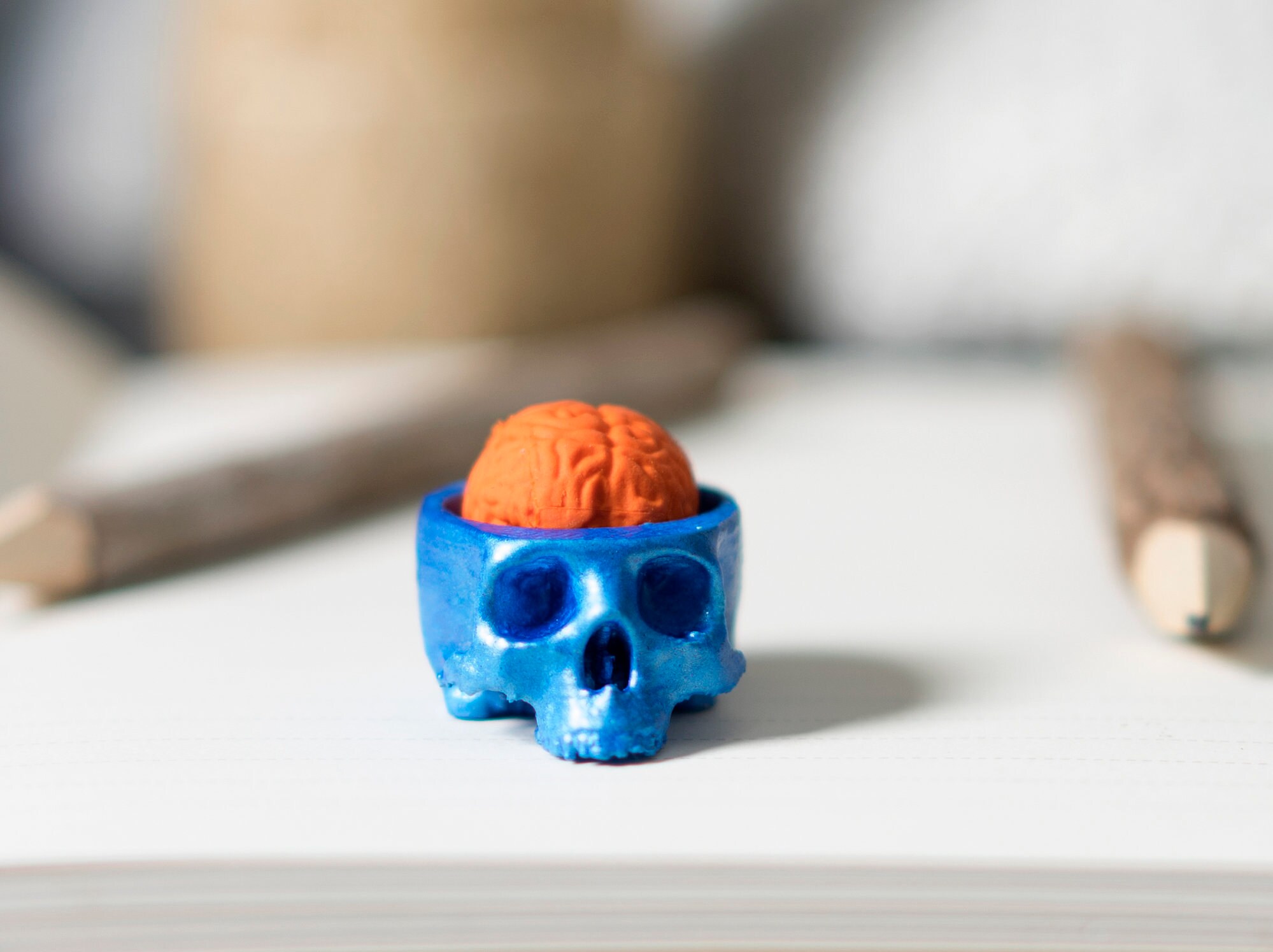 Eraser Brains orange and Blue Etsy