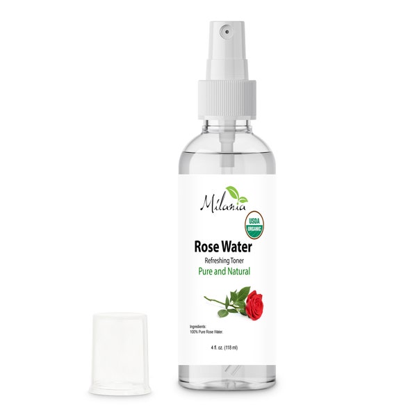 Rose Water Spray for Face and Hair, 4 oz., Natural Facial Toner, Pore Minimizer, and Redness Reducer, Revitalizing Mist Nourishes