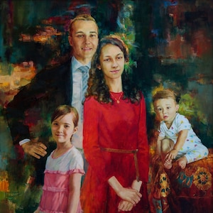 Custom Oil Painting Portrait,  Portrait from Photo, Family Wedding Portrait