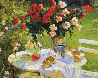 Tea Roses Painting Custom Oil Painting Ukrainian Painting Original Still Life Home Decor