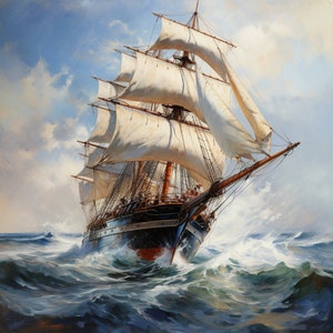 Sailboat Oil Painting Modern Art Seascape, Boat Extra Large Wall Art