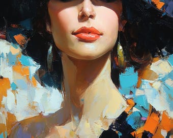 オリジナル油絵 女性の肖像画 キャンバス 16x20インチ - Etsy 日本