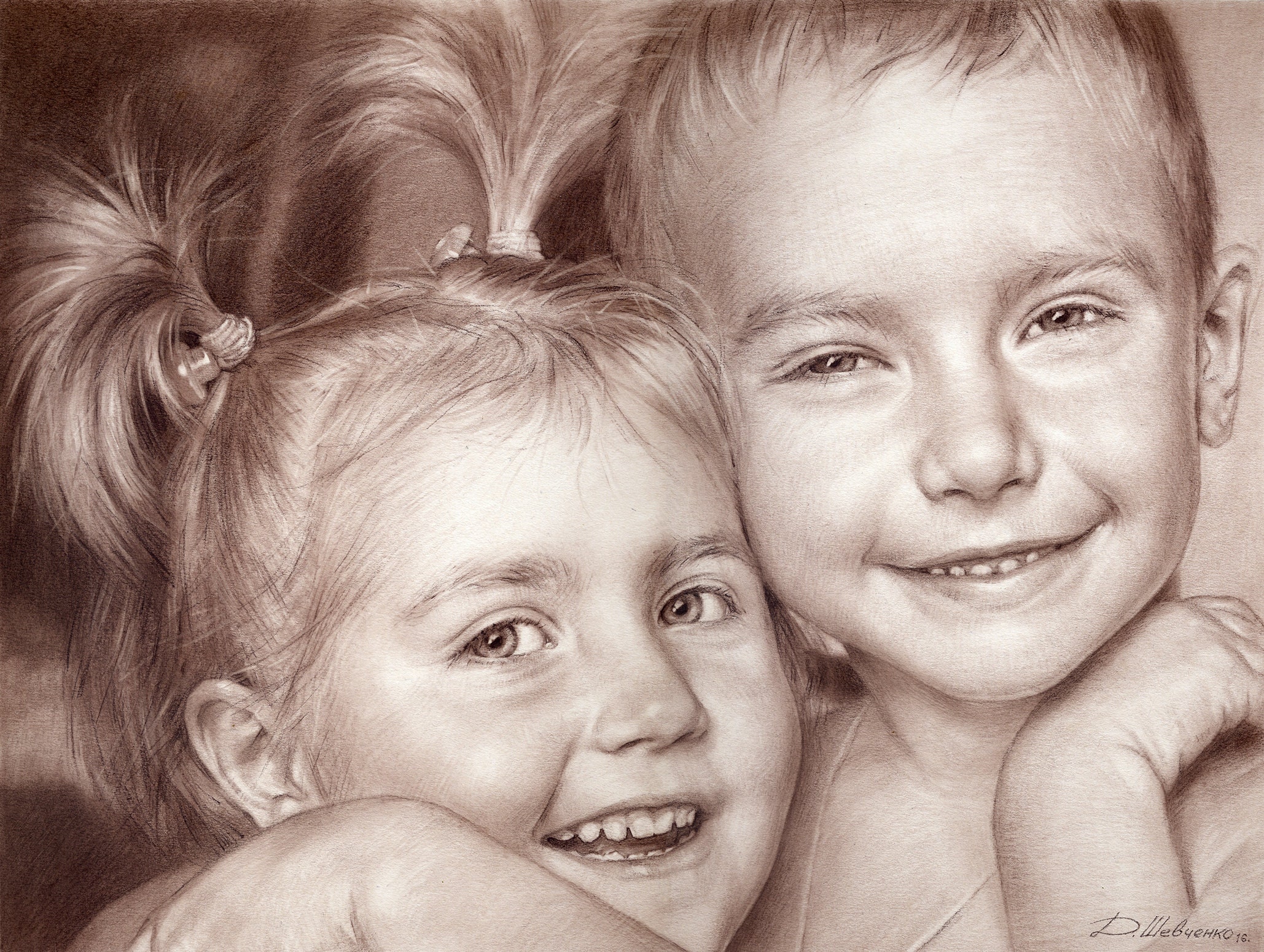 Custom Hand Drawn Portrait From Photo - Etsy