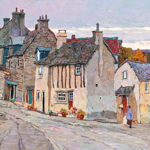 Charming Old Normandy Village – Impressionist Original Oil Painting French village
