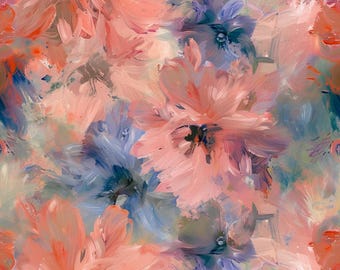 Blooming Serenity: Original Abstract Floral Oil Painting with Pastel Flowers and Soft Brushstrokes
