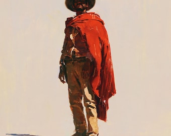 Western Cowboy Oil Painting Original Mexican Charro Canvas Rustic Wall Art Decor