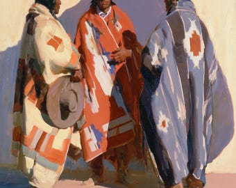 Native American Oil Painting Historical Figurative Original Canvas Western Wall Art Decor