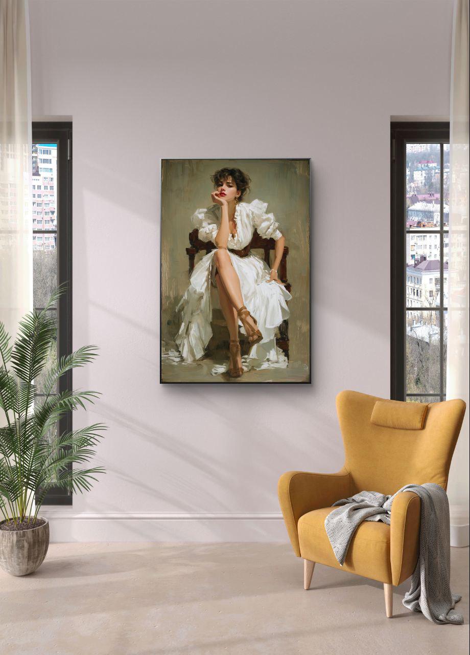 Elegant Woman Portrait Oil Painting – Impressionist Figurative Art of ...