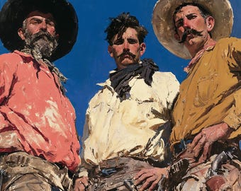 Western Cowboy Portrait Oil Painting Original Canvas Figurative Wall Art Decor